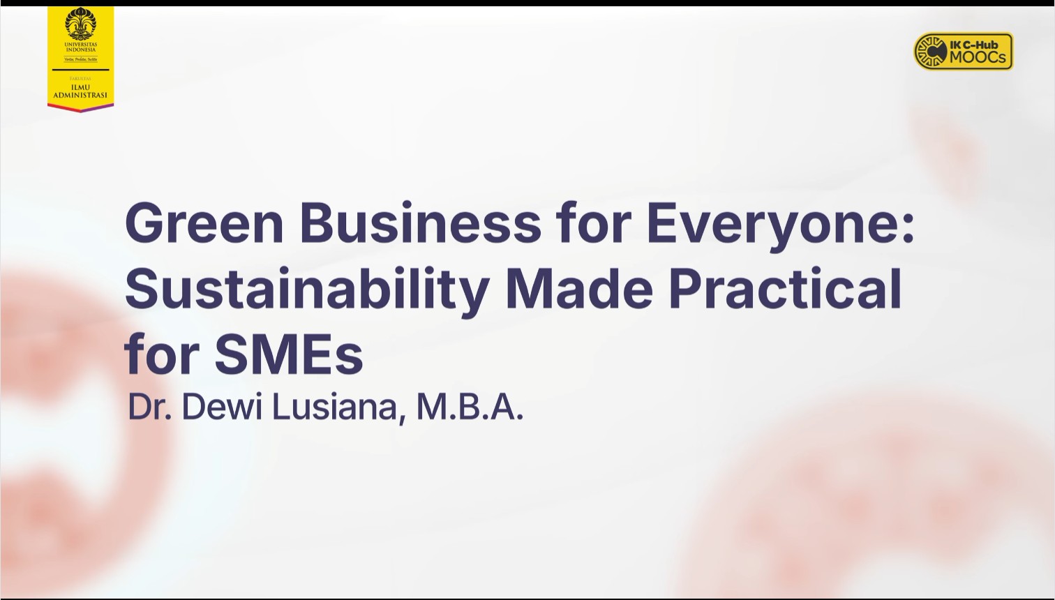 Green Business for Everyone: Sustainability Made Practical for SMEs CHUB401